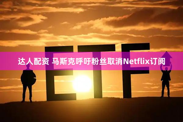 达人配资 马斯克呼吁粉丝取消Netflix订阅